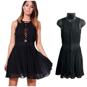 Boohoo Beauty Angel Black Pleated Mini Dress
